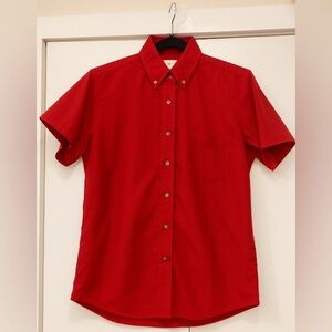 Red Cap Red Work Shirt Mens Size 08-SS Red Short  Sleeves Button Down Collar